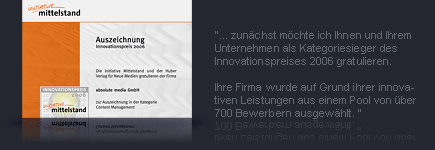 absolute media - Gewinner in der Kategorie CMS